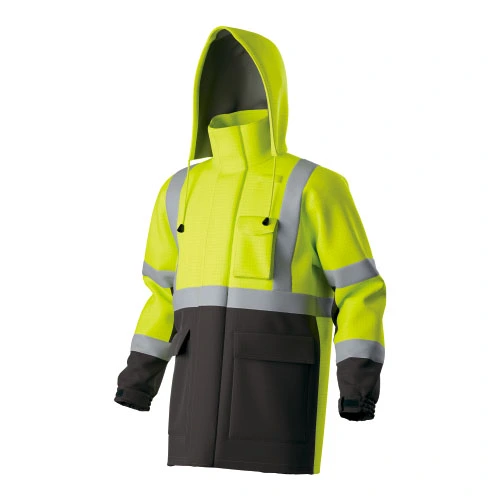 HI-VIS Zweifarbige, wasserdichte, flamm beständige Kapuzen jacke aus Baumwolle