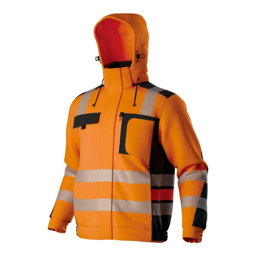 HI-VIS zweifarbige dehnbare isolierte Softshell-Kapuzen jacke