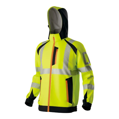 HI-VIS dehnbare wasserdichte Softshell-Kapuzen jacke